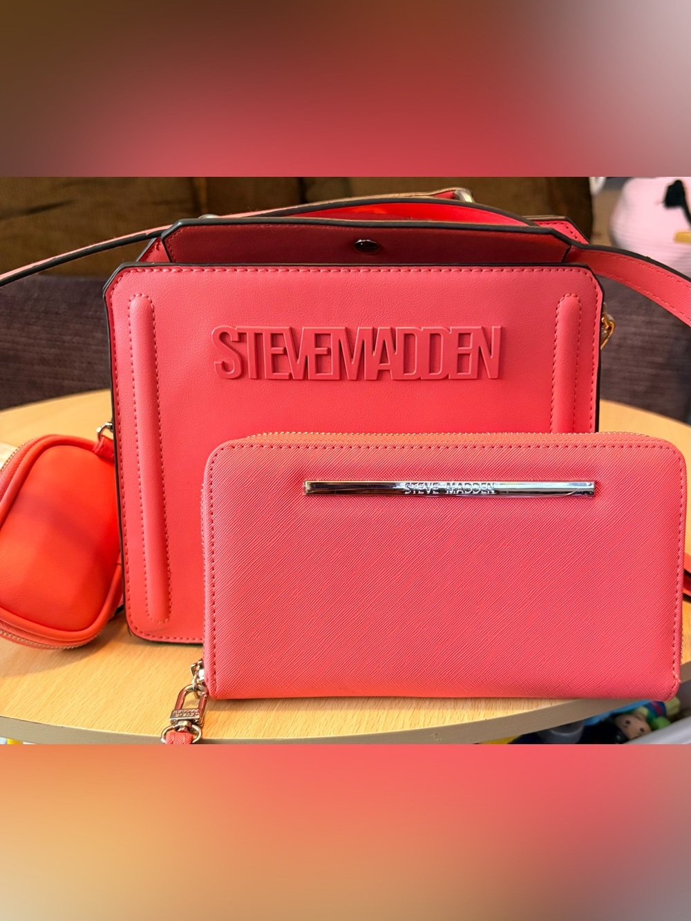 Steve Madden Sunset Coral Tote and Wallet Duo